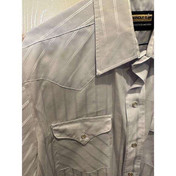 Panhandle Slim Men's Purple Pearl Snap Striped Long Sleeve Button Down Size 16 - Picture 5 of 6